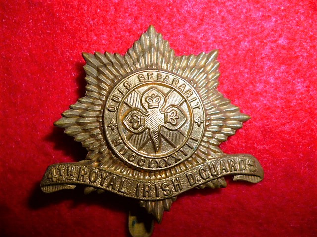 4th Royal Irish Dragoon Guards Cap Badge, Rare Brass Economy issue